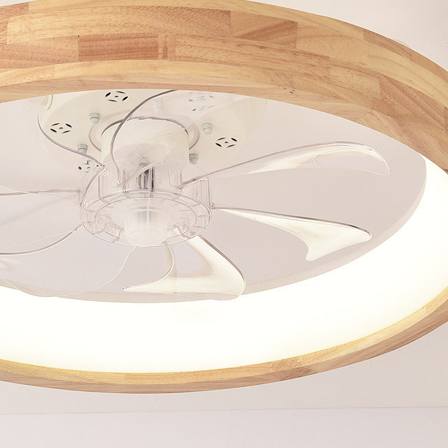 Flush Mount Ceiling Fan Light | Solid Wood & Iron, LED Design | Elegant Lighting for Bedroom & Living Room 9