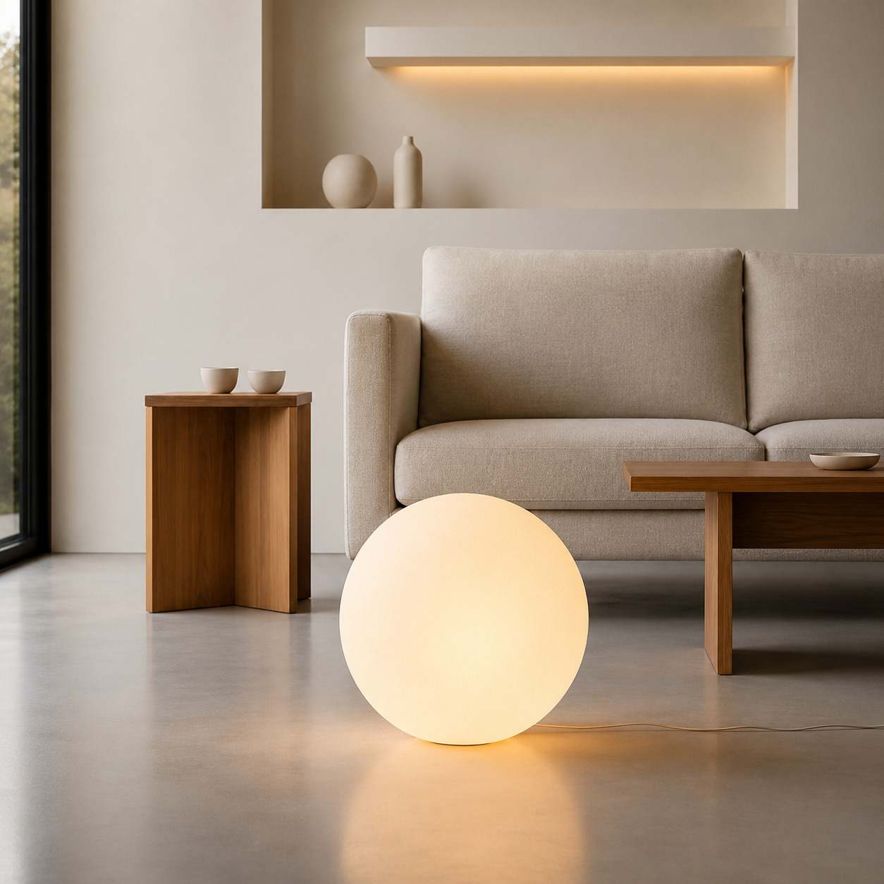 LunaBall | Elegant Modern Resin Globe Floor Lamp for Cozy Living Room Spaces 8