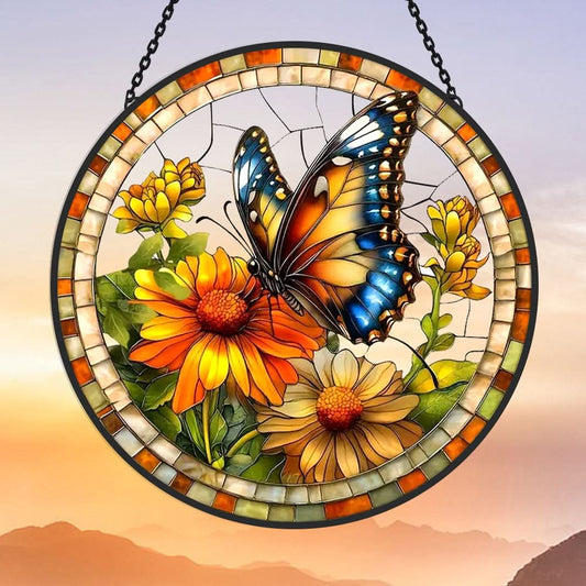Butterfly Sun Catcher Decoration Stained Glass Window Hanging