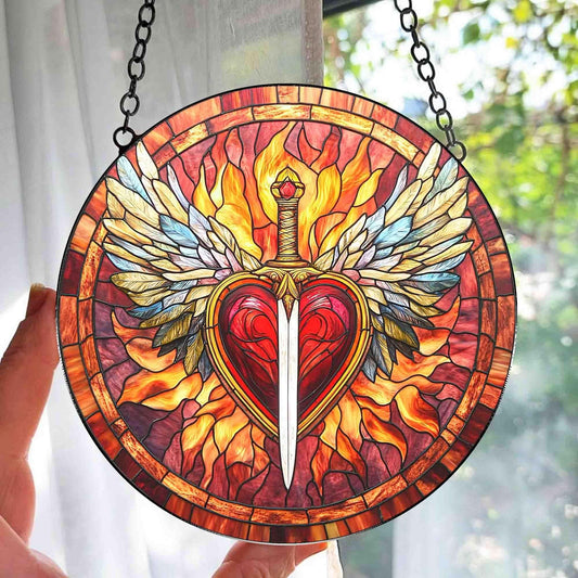 Fireheart Throne Flame Crest Stained Glass Suncatcher