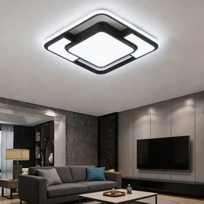AcrylicAura | Modern Energy-Efficient LED Flush Mount Ceiling Light in Iron and Acrylic 3