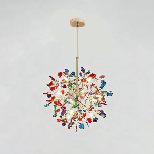 AgateGlow | Elegant Modern Agate Chandelier with Gold Frame 0