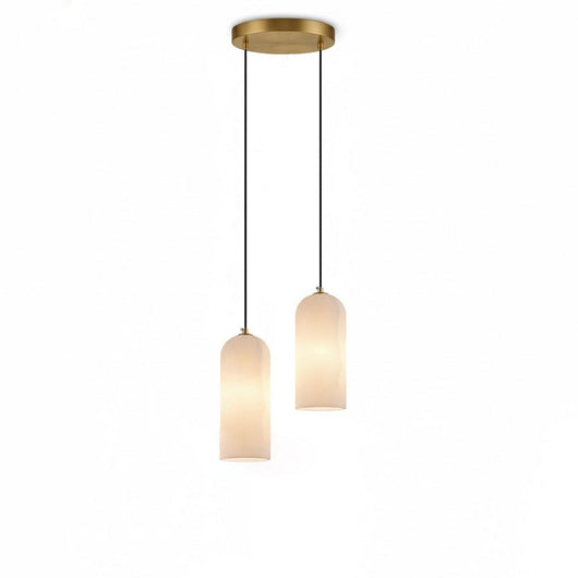 AlabasterGlow | Elegant Brass-Finished Pendant Light for Kitchen Island 3