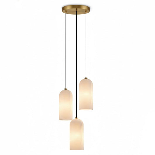 AlabasterGlow | Elegant Brass-Finished Pendant Light for Kitchen Island 4