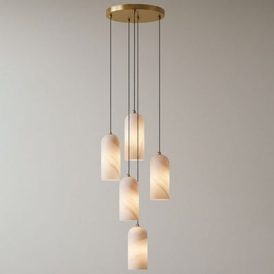 AlabasterGlow | Elegant Brass-Finished Pendant Light for Kitchen Island 5