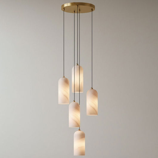 AlabasterGlow | Elegant Brass-Finished Pendant Light for Kitchen Island 5