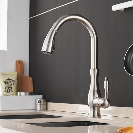 Anton | Elegant Stainless Steel Retractable Kitchen Faucet with Sprayer 0