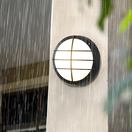AquaGlow | Modern Waterproof Round Outdoor Wall Light Fixture in Die-Cast Aluminum 5