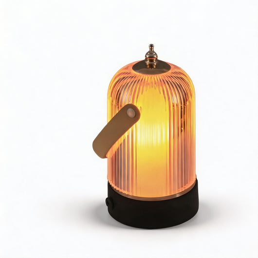 AuraLight | Elegant Ribbed Glass Table Lamp with Adjustable Metal Base for Bedroom and Living Room 3