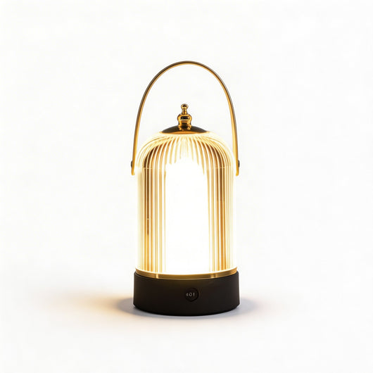AuraLight | Elegant Ribbed Glass Table Lamp with Adjustable Metal Base for Bedroom and Living Room 4