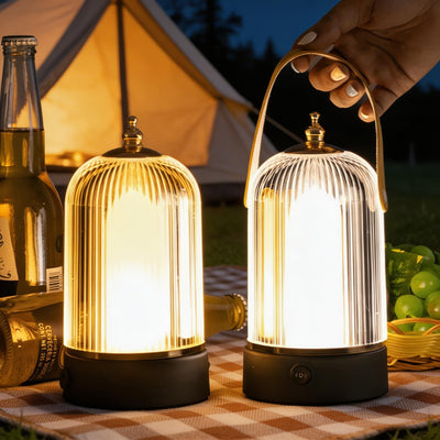 AuraLight | Elegant Ribbed Glass Table Lamp with Adjustable Metal Base for Bedroom and Living Room 5