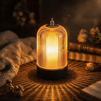 AuraLight | Elegant Ribbed Glass Table Lamp with Adjustable Metal Base for Bedroom and Living Room 6