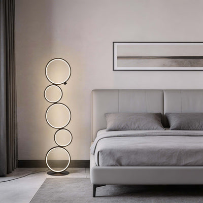 AuraLight | Modern Adjustable Black Floor Lamp with Circular Design in Iron and PVC 1