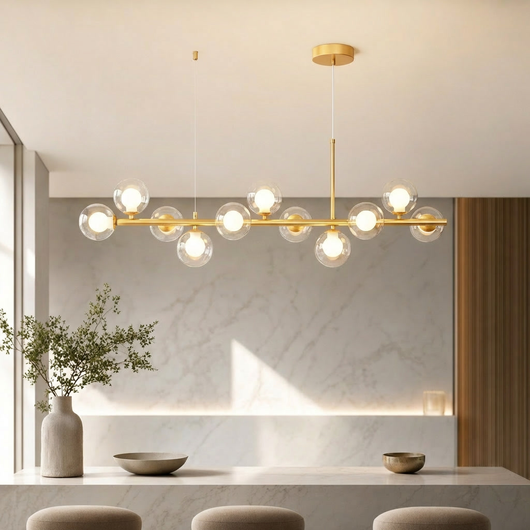 AuraSphere | Elegant Modern Gold Chandelier Light with Cluster Glass Shades 15