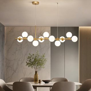 AuraSphere | Elegant Modern Gold Chandelier Light with Cluster Glass Shades