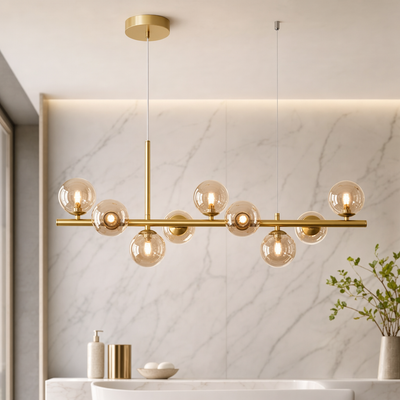 AuraSphere | Elegant Modern Gold Chandelier Light with Cluster Glass Shades 23