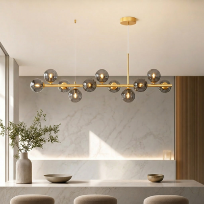 AuraSphere | Elegant Modern Gold Chandelier Light with Cluster Glass Shades 25
