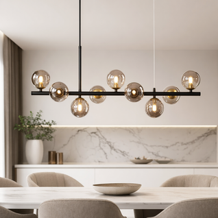 AuraSphere | Elegant Modern Gold Chandelier Light with Cluster Glass Shades
