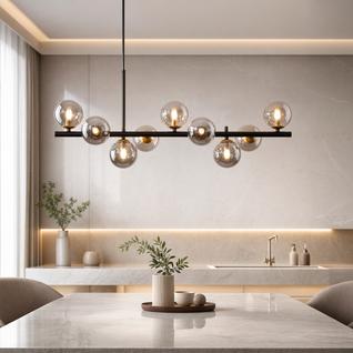 AuraSphere | Elegant Modern Gold Chandelier Light with Cluster Glass Shades