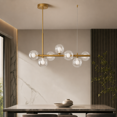 AuraSphere | Elegant Modern Gold Chandelier Light with Cluster Glass Shades 9