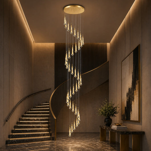 AureaCrystal | Elegant Gold Crystal Chandelier Pendant Light with LED Illumination 13