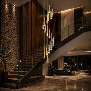 AureaCrystal | Elegant Gold Crystal Chandelier Pendant Light with LED Illumination