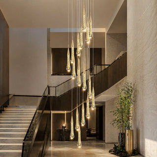 AureaCrystal | Elegant Gold Crystal Chandelier Pendant Light with LED Illumination