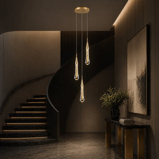 AureaCrystal | Elegant Gold Crystal Chandelier Pendant Light with LED Illumination