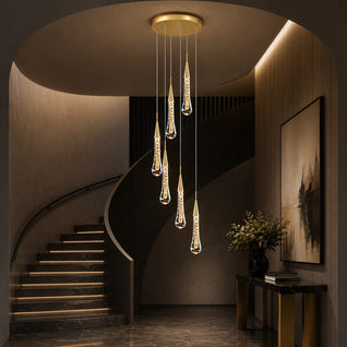 AureaCrystal | Elegant Gold Crystal Chandelier Pendant Light with LED Illumination