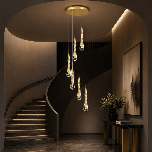 AureaCrystal | Elegant Gold Crystal Chandelier Pendant Light with LED Illumination 7