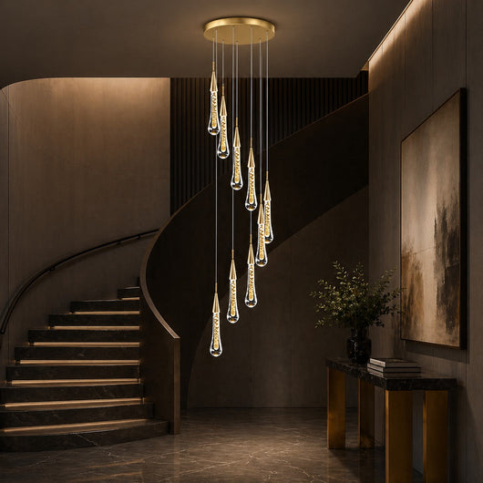 AureaCrystal | Elegant Gold Crystal Chandelier Pendant Light with LED Illumination 8