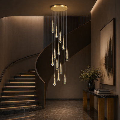 AureaCrystal | Elegant Gold Crystal Chandelier Pendant Light with LED Illumination 9