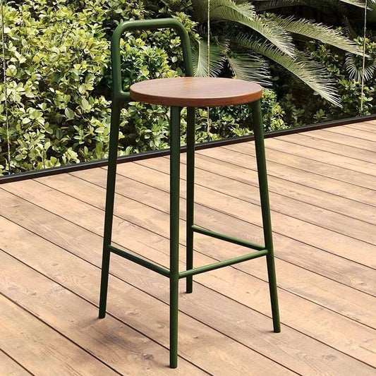 Bar Stool | Carbon Steel Frame | Solid Wood Seat | Outdoor & Indoor Use 0