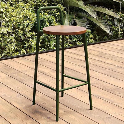 Bar Stool | Carbon Steel Frame | Solid Wood Seat | Outdoor & Indoor Use 0