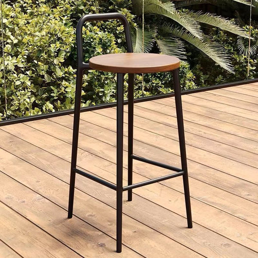Bar Stool | Carbon Steel Frame | Solid Wood Seat | Outdoor & Indoor Use 11