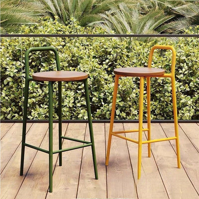 Bar Stool | Carbon Steel Frame | Solid Wood Seat | Outdoor & Indoor Use 1