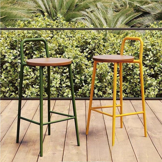 Bar Stool | Carbon Steel Frame | Solid Wood Seat | Outdoor & Indoor Use 1