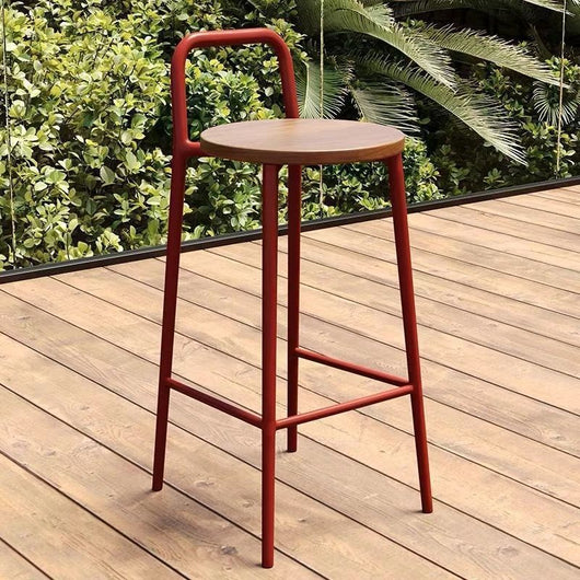 Bar Stool | Carbon Steel Frame | Solid Wood Seat | Outdoor & Indoor Use 2