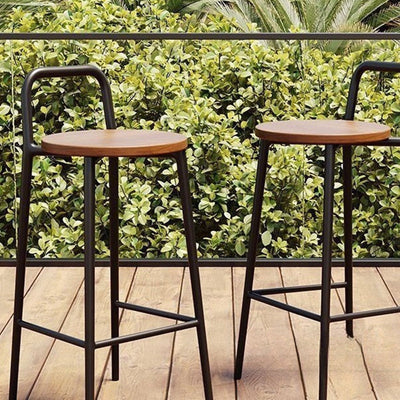 Bar Stool | Carbon Steel Frame | Solid Wood Seat | Outdoor & Indoor Use 7