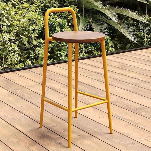 Bar Stool | Carbon Steel Frame | Solid Wood Seat | Outdoor & Indoor Use 9