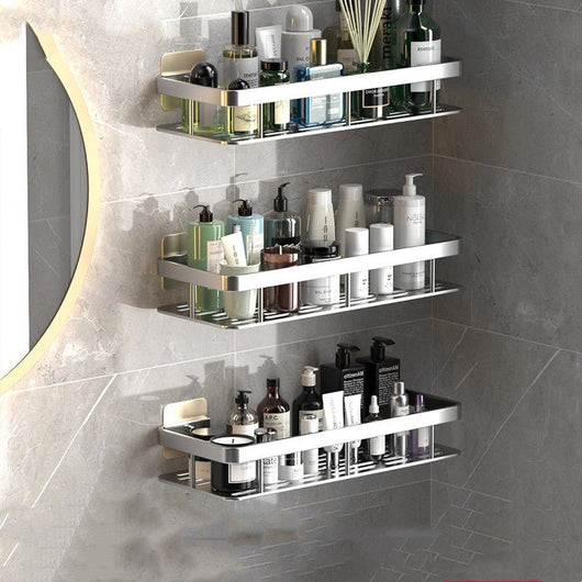 Bathroom Shelf | Aluminum | Drill-Free Installation, Space-Saving Storage | Perfect for Bathroom Organization 7