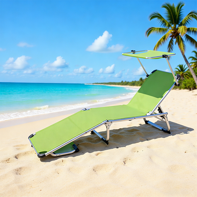 Beach Lounge Chair | Lightweight Aluminum Frame, Adjustable Backrest, Built-in Sunshade | Outdoor Relaxation 1