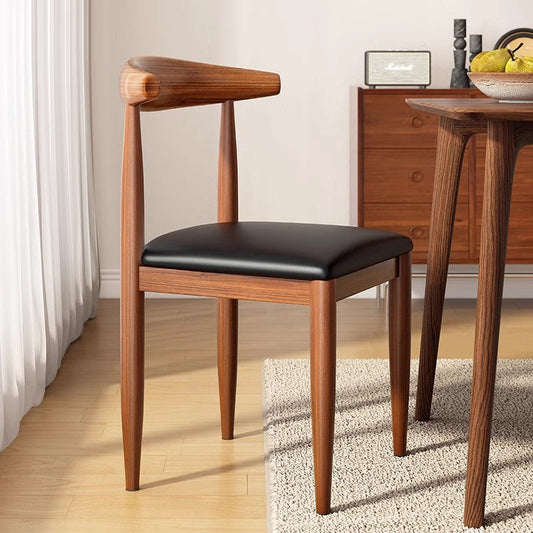 Black Dining Chair | Modern Scandinavian Design | Upholstered Microfiber Leather | Carbon Steel Frame | Ideal for Dining Room 0