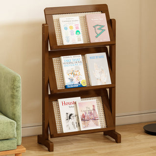 Bookshelf | Bamboo & Synthetic Rattan | 3-Tier Storage Solution | Modern Living Room & Bedroom Decor