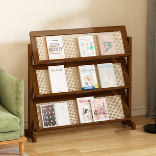 Bookshelf | Bamboo & Synthetic Rattan | 3-Tier Storage Solution | Modern Living Room & Bedroom Decor