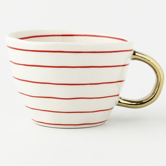 BowLift | Elegant Ceramic Coffee Cup with Gold Handle and Geometric Design 8