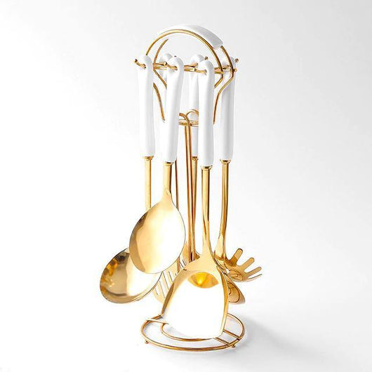 BowLift | Elegant Stainless Steel 7-Piece Kitchen Utensil Set with Stand 1