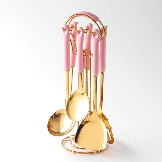 BowLift | Elegant Stainless Steel 7-Piece Kitchen Utensil Set with Stand 7