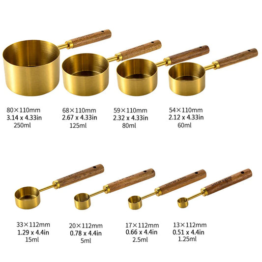 BowLift | Elegant Stainless Steel Measuring Cups and Spoons Set - 8 Piece 0
