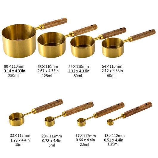 BowLift | Elegant Stainless Steel Measuring Cups and Spoons Set - 8 Piece 0